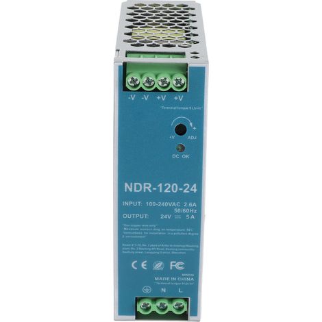Alimentation sur rail industrielle NDR-120-24, 5 A, 120 W, 100-240 V CA (1/5)