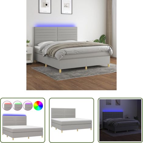 Matratze -  Boxspringbett mit Matratze & LED Hellgrau 180x200 cm Stoff (1/5)