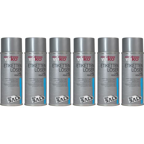 Spray dissolvant d'étiquettes WIKO, 400 ml, lot de 6