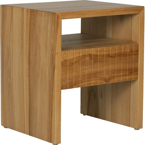 Comodino 1 cassetto e 1 nicchia Legno di teak Naturale - REVUKA