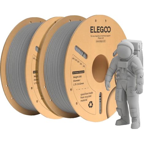 Filamento PLA+, 1,75 mm, ad alta resistenza e antiurto, grigio, 2 kg (1/2)