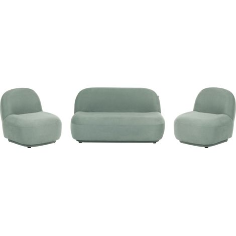 Set divano a 4 posti in tessuto: divanetto, 2 poltrone con schienale basso, modello Tuxedo, stile moderno minimalista per soggiorno, idrorepellente, verde chiaro, Lovberg
