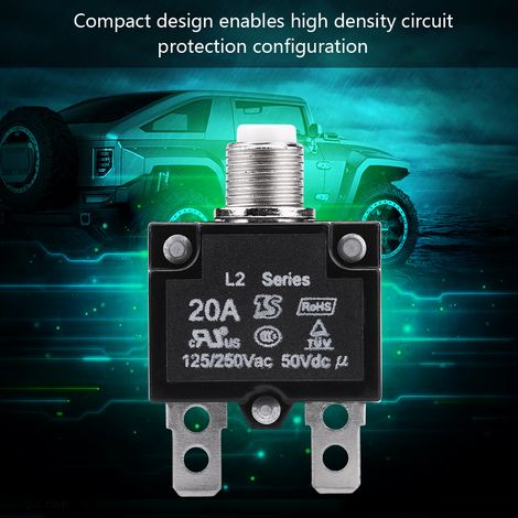 Disjoncteur thermique réarmable 20A 125/250V, protecteur de surcharge et surintensité pour générateur (1/5)