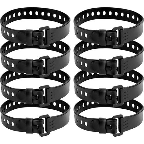 8PCS Sangle Serrage Caoutchouc avec Boucle en Fer  Sangle d'arrimage polyvalentes pour sécuriser et regrouper (Noir) (1/5)