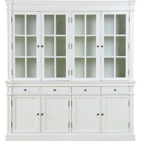 Ebuy24 – Vitrine 4 portes vintage patinée blanc antique – Largeur 186 cm – Hauteur 200 cm – Bois massif laqué – Poignée métal (1/5)