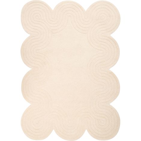 Tappeto in lana fatto a mano di forma irregolare 160 x 230 cm beige Malvan (1/5)