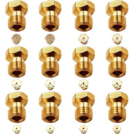 Gicleur Gaz Butane, 12 Pcs Gicleur Gaz Butane Universels, 2×0.5mm, 2×0.7mm, 2×0.8mm, 2×0.9mm, 2×0.95mm, 2×1.1mm, Adaptateur GPL Bouteille Pour Plaque De Cuisson Gaziniere (1/5)