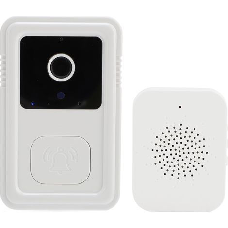 Sonnette vidéo IA sans fil avec vue panoramique, détection intelligente de colis, WiFi 2,4 GHz et détection humaine intelligente (blanche). (1/5)