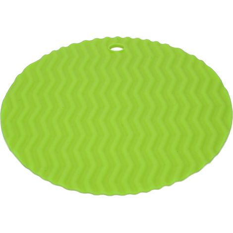 Tapis de protection rond en silicone alimentaire antidérapant, patins isolants pour casseroles avec trou de suspension, vert, pour salon de beauté et maison (1/5)