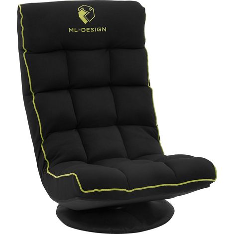ML-Design Sofá gaming ergonómico, negro-verde, sillón gamer de ordenador, videojuegos con reposacabezas asiento gamer de suelo giratorio 360° y ajustable, silla de relax tapizada y plegable (1/5)