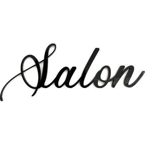 Plaque de Porte Maison Toilettes, Salon, Chambre, Buanderie, Bain, Cuisine- Noir - Salon