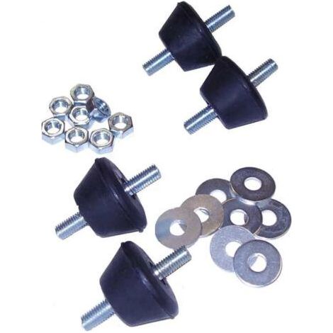 Plots anti-vibratiles 4AS04 – Lot de 4 – Capacité 320 kg – Caoutchouc naturel – Base hachurée pour éviter les glissements – EID