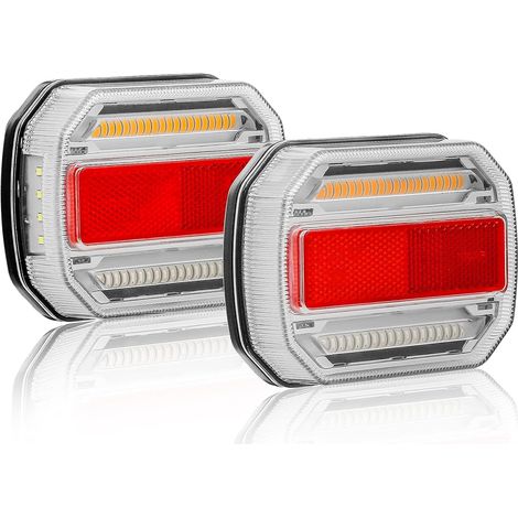 Led Feu Arrière de Remorque, 2 Pièces 12V/24V Avec Feux Stop, Clignotant Dynamique, Catadioptre Pour Camion, RV, Caravane (1/5)