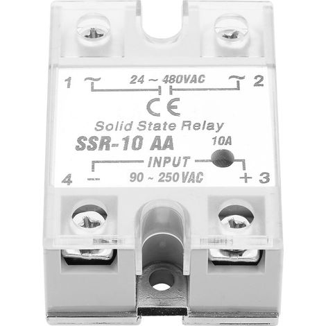 SSR 10 AA 10A Halbleiterrelaismodul (SSR), AC-AC-Eingang 90–250 V AC, Ausgang 24–480 V AC (1/5)