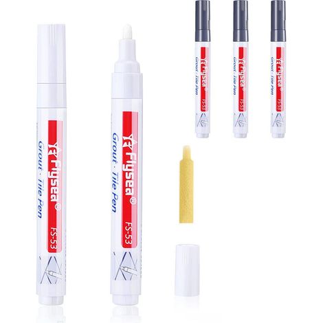 Lot de 3 stylos de joint de carrelage blancs 7ml, étanches et séchage rapide pour rénovation maison (1/5)