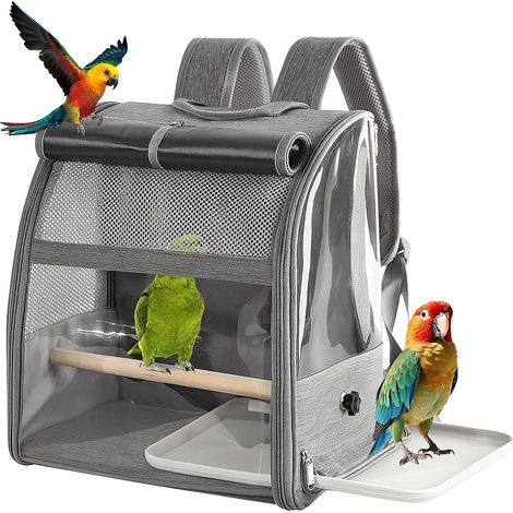 Bird cage backpack Parrot Cage Portable Bird Carrier Backpack with Perch Breathable Mesh Dome Travel Bag for Parrots Small Birds Small Pets Lightweight Travel Backpack (1/5)