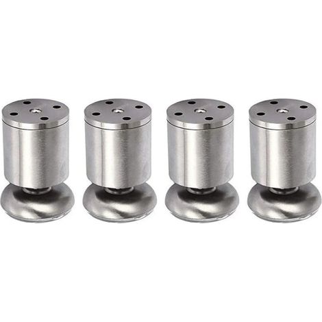 Set di 4 piedini per mobili, regolabili in altezza, in acciaio inox, per tavolo, 50 x 80 mm, con rivestimento in gomma, sicuri e silenziosi.