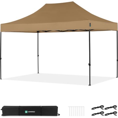 VONROC Tente de réception 3x4,5 m beige pliante easy up Oxford 420D PVC PT502XX (1/3)