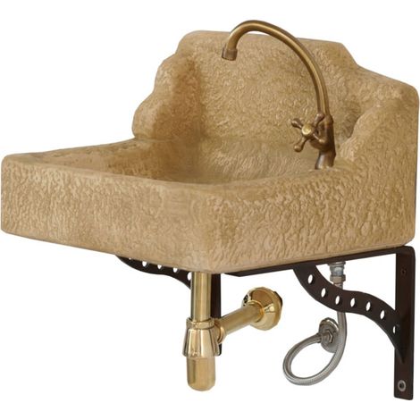 ACQUAIO NONNO SILVIO CM. 54X46X54H. IN PIETRA RICOSTRUITA COLORE TABACCO
