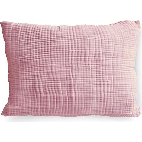 Organic Muslin Cushion Cover 40 x 60 cm Double Gauze for Kids and Adults Soft Pillowcase Blush Pink (1/5)