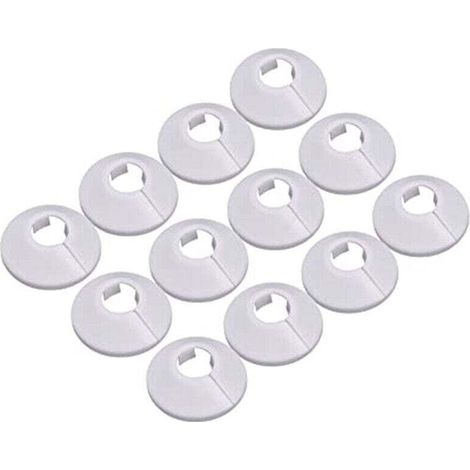 12 pezzi Copritubo, fascetta stringitubo per radiatore, manicotto per radiatore per tubo, rosetta rotonda bianca, diametro 15 mm (bianco)