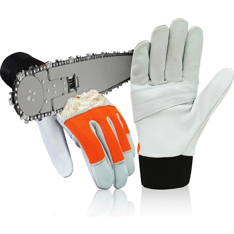 Gants de protection pour tronçonneuse en cuir de vachette avec protection pour main gauche Classe 0 Gants forestiers pour tronçonneuse (1/5)