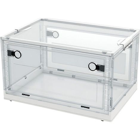 Contenedores de almacenamiento plegables con tapa, 40 litros – Grandes contenedores de plástico – para el hogar, dormitorio, cocina, oficina y viajes -Crezuo