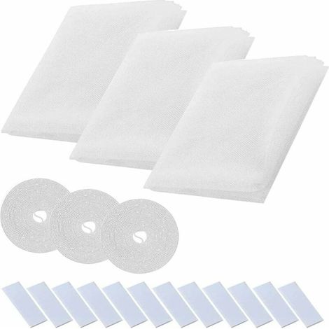 Moustiquaire Fenetre,Toile Moustiquaire 3 Pices Rouleau Insect Moustiques,Protecteur Filet Maille Rideau De Fentre cran Standard pour Fentre 150 X 200cm Blanc - (1/5)