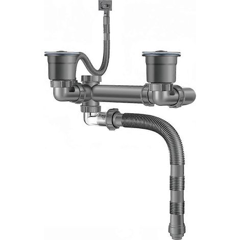 Kit de vidange double pour évier gain de place (1/5)