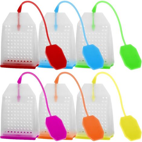 6er-Packung mit je 6 Silikon-Teefilterbeuteln, wiederverwendbarer Sterilisator mit 6