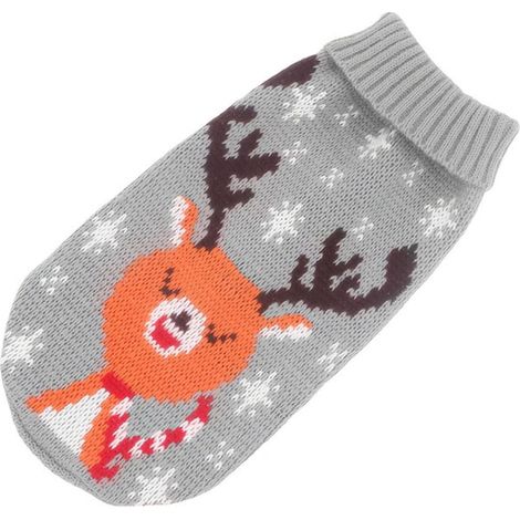 Pull Pour Chien Et Chat - Tricot De Noël Avec Motif Renne Et Flocon De Neige - Taille 4 - Orange (1/4)