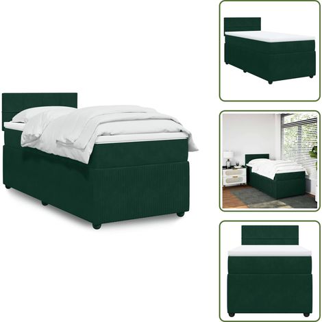 Sommier à lattes de lit avec matelas Vert foncé 100x200 cm - Sommier À Lattes De Lit - Sommiers À Lattes De Lit - Lit - Meuble De Chambre À Coucher (1/5)