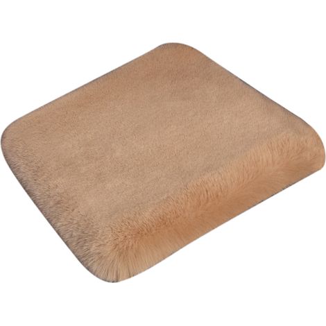 Coussin de siège auto en peluche épais hiver carré chaud pour chaise tapis intérieur véhicule accessoire marron chauffeur (1/5)