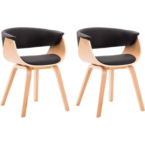 Maison Exclusive - Esszimmerstühle 2 Stk. Schwarz Bugholz und Kun (1/5)