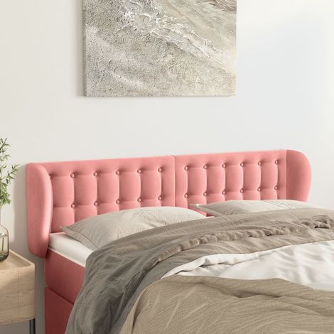 Tête de lit avec oreilles Style Classique Armoire de lit - Rose 147x23x78/88 cm Velours BV116176 - BonneVie (1/5)
