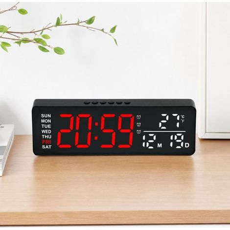 Horloge murale LED numérique, horloge de table moderne avec écran ultra lumineux, design compact avec trou de suspension, faible consommation pour bureau et maison (1/5)