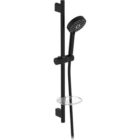 Pommeau de douche + barre + flexible JACOB DELAFON Awaken noir mat (1/4)