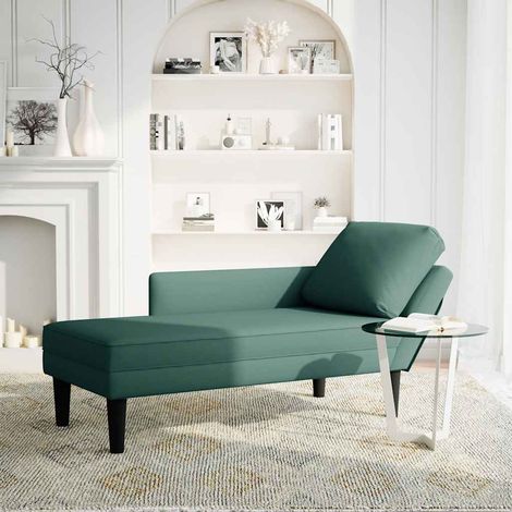 Fauteuil de Salon,Chaise,Fauteuil long et coussin et accoudoir droit vert foncé velours CFW303368 (1/5)