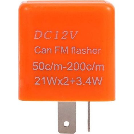 Clignotant Moto Universel 2 Broches Vitesse Réglable Relais Clignotant LED 12V Orange-Crezuo (1/4)
