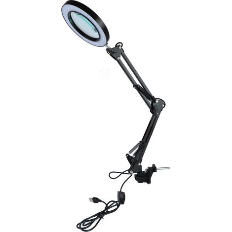 Lampe loupe 10X, loupe de bureau avec éclairage LED réglable et pince pour la maintenance
