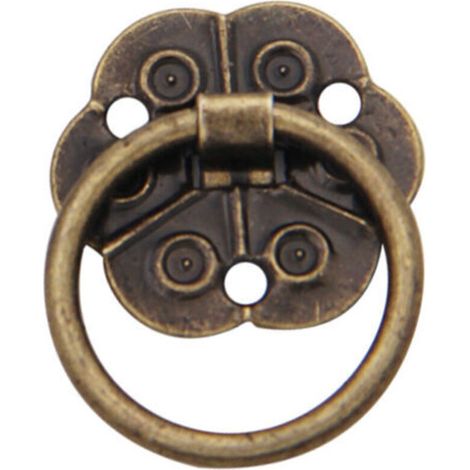 Lot de 20 poignées de porte en forme d'anneau - Style vintage antique - Pour meubles de maison, placard, tiroir, portes (2 x 2 cm) (1/4)