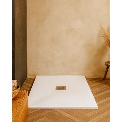 Piatto Doccia 80x80 Desio effetto pietra in Mineralmarmo Bianco (1/5)