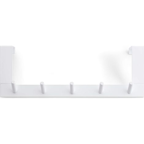 Rayen Appendiabiti con 5 ganci Appendiabiti da porta Barra gancio Appendiabiti per porta Multifunzionale Risparmia spazio Bianco 36x12,5x4cm (1/5)