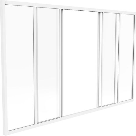 Vente-Unique – Verrière coulissante en aluminium thermolaqué blanc 180 x 105 cm – Verre trempé 4 mm – Installation sur supports métal, bois, ciment