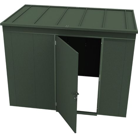 WEKA Gary Metallgerätehaus grün 5,1 m² Gerätehaus aus Metall in Grün, Geräteschrank mit 0,7 mm Wandstärke Gartenhaus