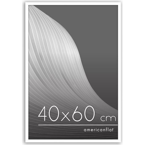 Cadre Photo 40x60 cm Blanc - Cadre 60x40 cm avec Bordure Fine, Plexi Poli, Matériel de Suspension Intégré pour Mur (1/5)