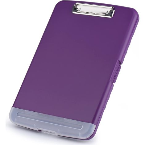 Plastic A4 Clipboard Holder, Plastic Clipboard Storage Box, with Separate Pen Compartment, Ideal for School, Industrial Office, Medical Staff - Purple (1/5)