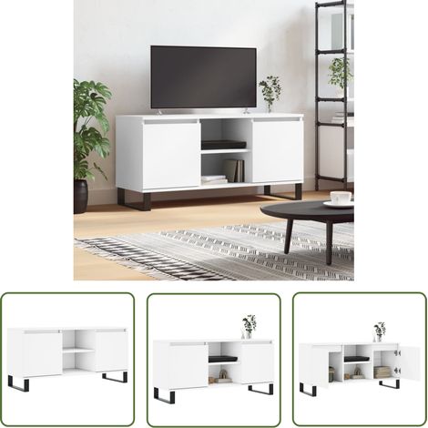 The Living Store TV-Schrank Weiß 104x35x50 cm Holzwerkstoff - TV Schrank - Fernsehtisch - Regal - Wohnzimmermöbel - Weißer TV Stand (1/5)