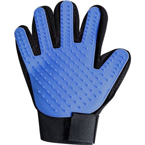 Bleu main droite 1 pièce de gants de toilettage pour animaux de compagnie, gants pour poils d'animaux, gants de massage avec brosse pour animaux de compagnie (1/5)