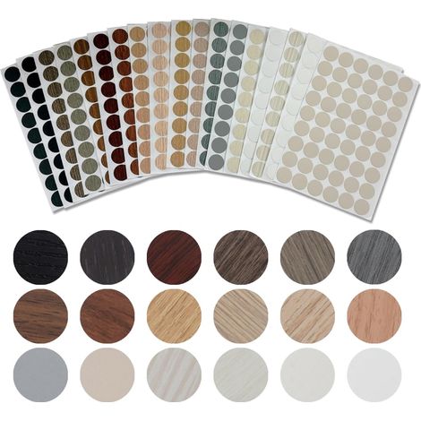 972 Pièces/18 Couleurs Cache Vis Auto Adhésif, Cache Vis Autocollant Bois (1/5)